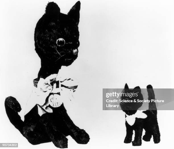 Toy cats carried by Sir John Alcock, and Sir Arthur Whitten Brown . One is named Lucky Jim. Alcock and Brown made the first non-stop transatlantic...