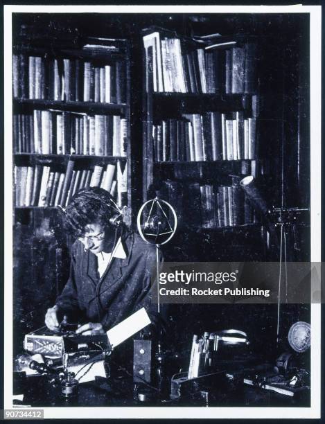 Arthur C Clarke in his study, aged about 18 years, c 1936. Arthur Charles Clarke was to become a leading science fiction writer, following a period...