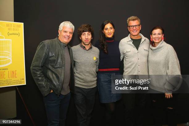 David Levy, Simon Helberg, Jessica Sanders, Kevin Riley, and Amy Emmerich pose for a photo at Refinery29 and TNT Shatterbox Anthology Season 2...