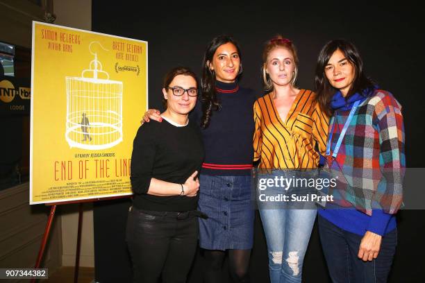 Joanne Gieger, Jessica Sanders, Louise Shore, and Eva Flodstrom pose for a photo at the Refinery29 and TNT Shatterbox Anthology Season 2 Sundance...
