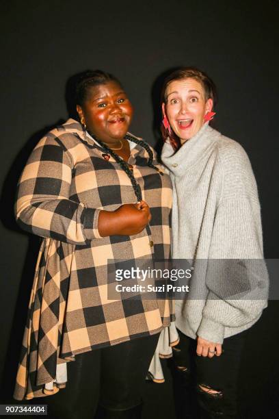 Gabourey Sidibe and Amy Emmerich pose for a photo at the Refinery29 and TNT Shatterbox Anthology Season 2 Sundance Premiere Party Firewood on January...