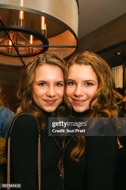 Bianca and Chiara D'Ambrosio pose for a photo at Refinery29 and TNT Shatterbox Anthology Season 2 at Firewood on January 19, 2018 in Park City, Utah.