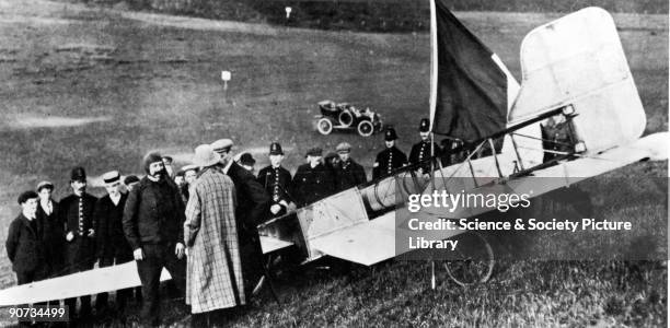 Louis Bleriot at Dover on the Kent coast, having just become the first man to fly across the English Channel in his Type XI 24 hp monoplane. Bleriot...