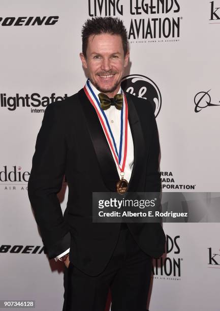 Jumper Felix Baumgartner attends the 15th Annual Living Legends of Aviation Awards at the Beverly Hilton Hotel on January 19, 2018 in Beverly Hills,...