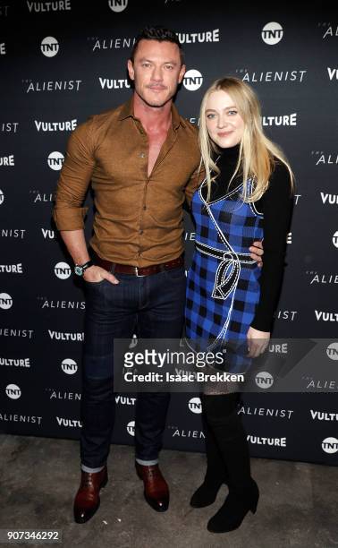 Luke Evans and Dakota Fanning arrive at a screening of "The Alienist" presented by Vulture + TNT during Sundance Film Festival 2018 on January 19,...