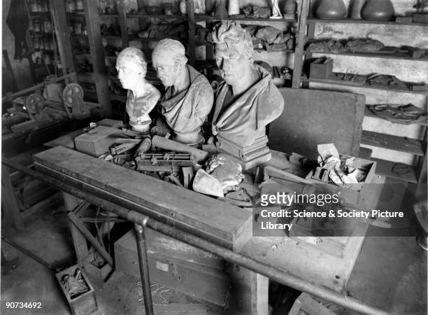 The workshop of James Watt , December 1924. One of four photographs taken at Heathfield by J Willoughby Harrison when the contents of the room were...