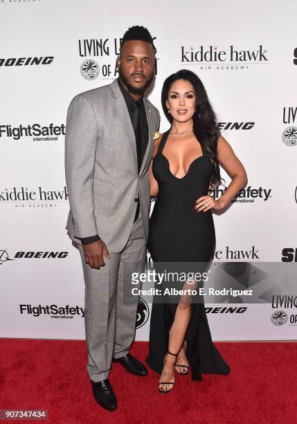 Player James Anderson and model Carissa Rosario attend the 15th Annual Living Legends of Aviation Awards at the Beverly Hilton Hotel on January 19,...