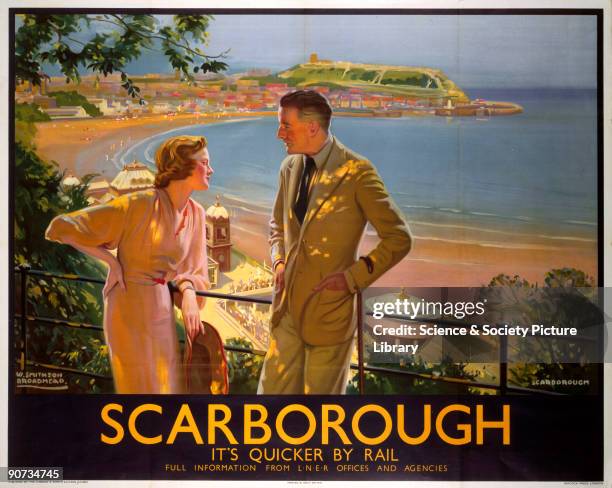 Poster produced by London & North Eastern Railway to promote train services to Scarborough, North Yorkshire. Artwork by W. Smithson Broadhead , a...