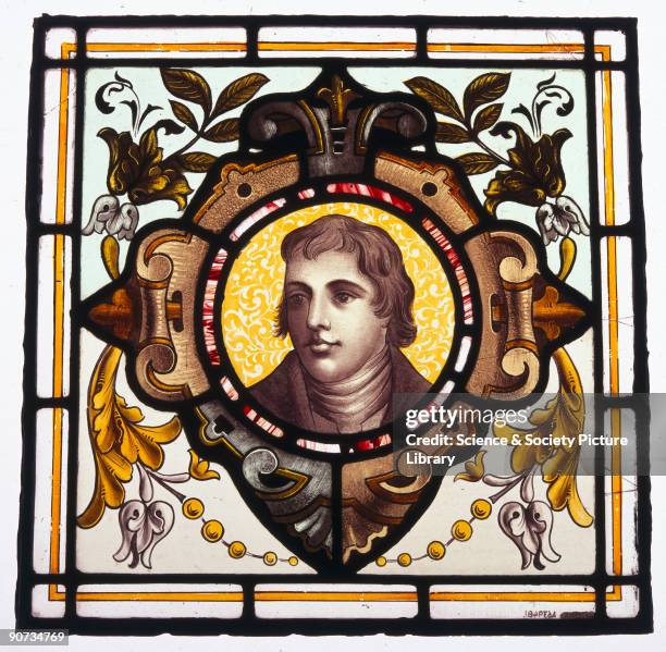 Decorative glass window pane from the home of Dr Gunasekra, Holmdale Road, London. Jenner , an English doctor and pupil of John Hunter, introduced...