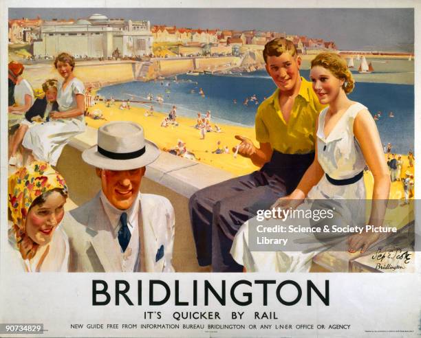 Poster produced by London & North Eastern Railway to promote train services to Bridlington in North Yorkshire. Artwork by Septimus E Scott, who was...