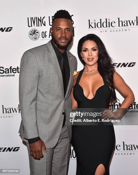 Player James Anderson and model Carissa Rosario attend the 15th Annual Living Legends of Aviation Awards at the Beverly Hilton Hotel on January 19,...