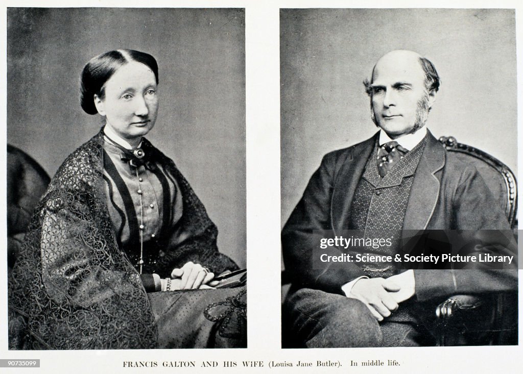 Photograph of Galton and his wife Louisa Jane. Galton was an English ...
