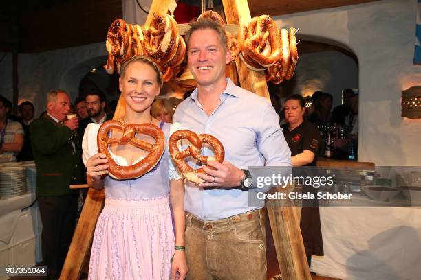 Patrick Knapp-Schwarzenegger and his wife Bliss Schwarzenegger, nephew of Arnold Schwarzenegger during the 27th Weisswurstparty at Hotel Stanglwirt...