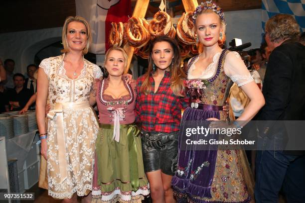 Maria Hoefl-Riesch, Nova Meierhenrich, Sophia Thomalla , Franziska Knuppe during the 27th Weisswurstparty at Hotel Stanglwirt on January 19, 2018 in...