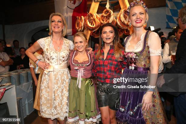 Maria Hoefl-Riesch, Nova Meierhenrich, Sophia Thomalla , Franziska Knuppe during the 27th Weisswurstparty at Hotel Stanglwirt on January 19, 2018 in...