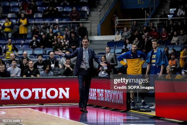 Khimki coach Georgios Bartzokas in action during the 2017/2018 Turkish Airlines EuroLeague Regular Season Round 19 game between Khimki Moscow Region...