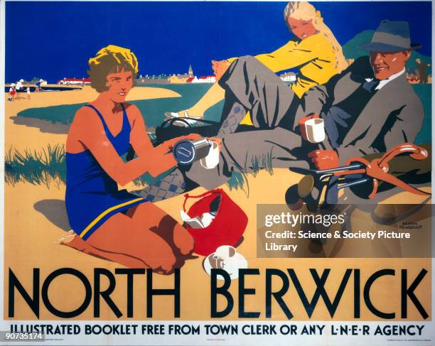 Poster produced for the London & North Eastern Railway to promote rail travel to the seaside resort of North Berwick on the east coast of Scotland....