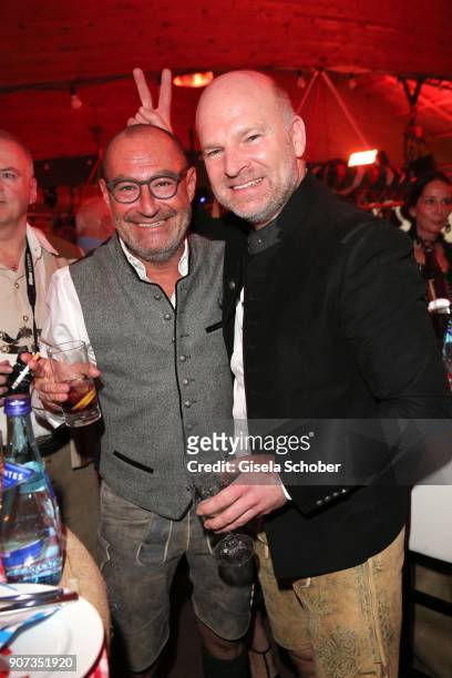 Micky Rosen, Owner of Gekko Group/Roomers and Christian Gries, CEO of Depot, Gries Deco Company GmbH during the 27th Weisswurstparty at Hotel...
