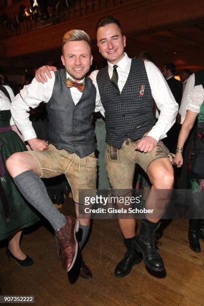 Andreas Gabalier and his brother Willi Gabalier during the 27th Weisswurstparty at Hotel Stanglwirt on January 19, 2018 in Going near Kitzbuehel...