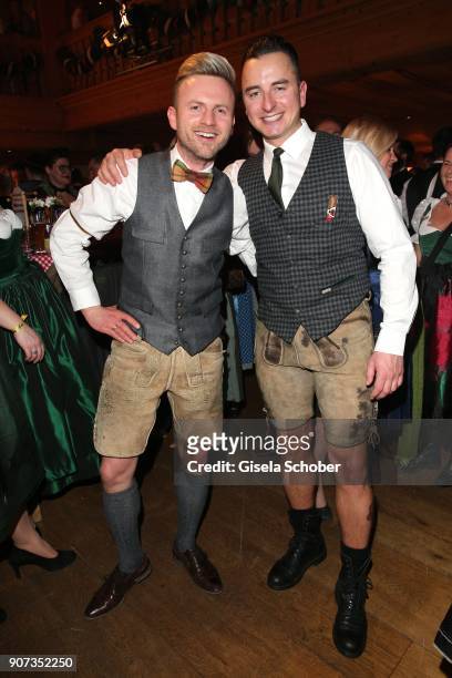 Andreas Gabalier and his brother Willi Gabalier during the 27th Weisswurstparty at Hotel Stanglwirt on January 19, 2018 in Going near Kitzbuehel...
