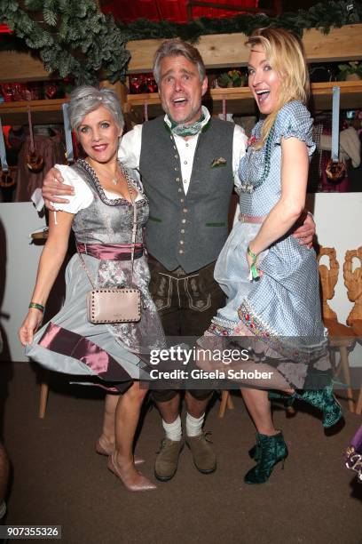 Birgit Schrowange and her boyfriend Frank Spothelfer, Lilly zu Sayn-Wittgenstein-Berleburg during the 27th Weisswurstparty at Hotel Stanglwirt on...