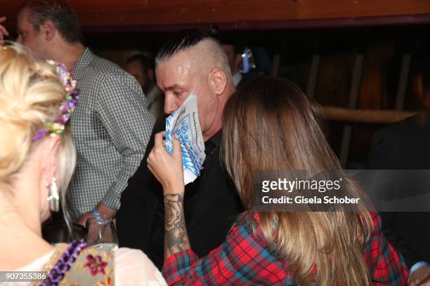 Singer of Rammstein, Till Lindemann, Sophia Thomalla during the 27th Weisswurstparty at Hotel Stanglwirt on January 19, 2018 in Going near Kitzbuehel...