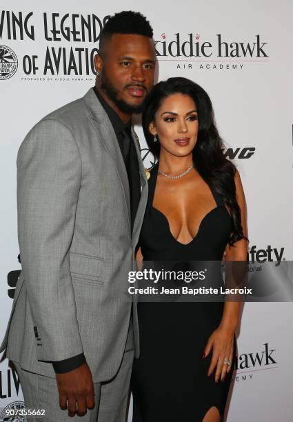 Football player James Anderson and Carissa Rosario attend the 15th Annual Living Legends of Aviation Awards held at The Beverly Hilton Hotel on...