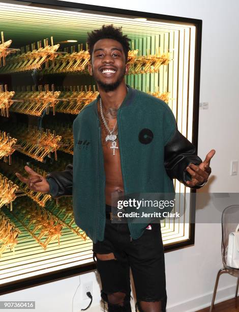 Recording artist Desiigner attends the "For Your Information" Pop-Up Art Show hosted by FYI Brand Group And Joseph Gross Gallery on January 19, 2018...