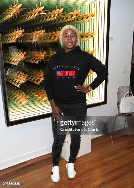 Zana Ray attends the "For Your Information" Pop-Up Art Show hosted by FYI Brand Group And Joseph Gross Gallery on January 19, 2018 in Los Angeles,...