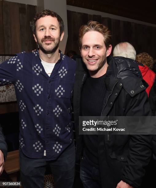 Chris O'Dowd and Glenn Howerton attend the "Juliet, Naked" after-party at the Grey Goose Blue Door during Sundance Film Festival on January 19, 2018...
