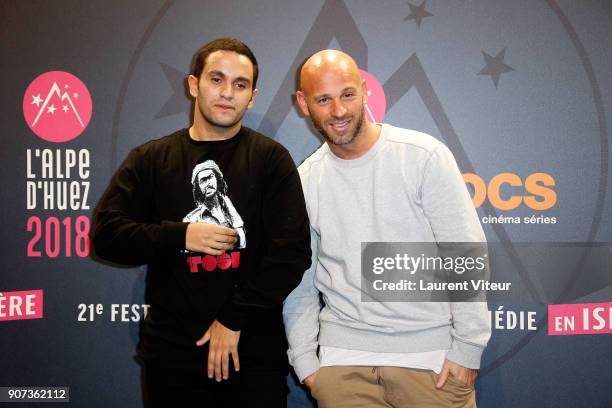 Actors Malik Bentalha and Franck Gastambide attend the 21st Alpe D'Huez Comedy Film Festival on January 19, 2018 in Alpe d'Huez, France.