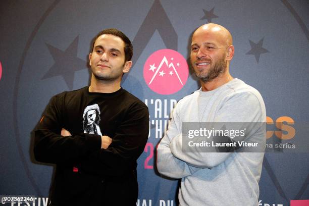 Actors Malik Bentalha and Franck Gastambide attend the 21st Alpe D'Huez Comedy Film Festival on January 19, 2018 in Alpe d'Huez, France.