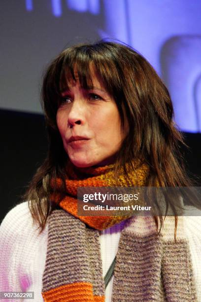 Director and Actress Sophie Marceau attends "Mme Mills" Premiere during the 21st Alpe D'Huez Comedy Film Festival on January 19, 2018 in Alpe d'Huez,...