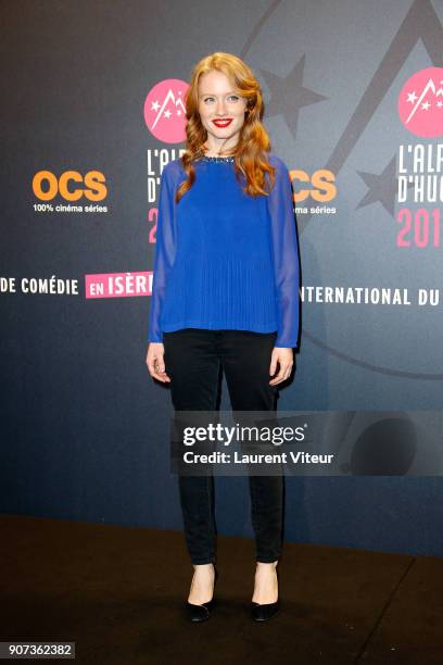 Actress Alyzee Costes attends "La Rose et La Pivoine "Short Film Premiere during the 21st Alpe D'Huez Comedy Film Festival on January 19, 2018 in...