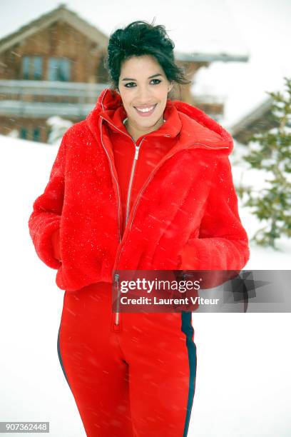 Presenter Laurie Cholewa attends the 21st Alpe D'Huez Comedy Film Festival on January 19, 2018 in Alpe d'Huez, France.