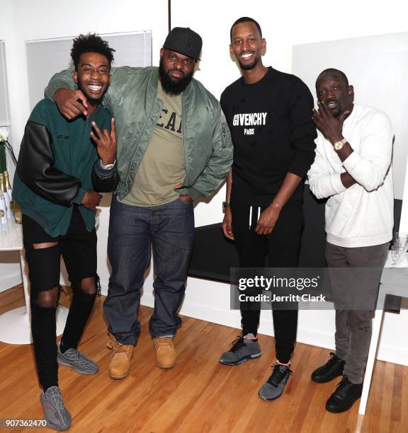 Desiigner, Scott Hanes, Ivan Kagame and Abou "Bu" Thiam attend the "For Your Information" Pop-Up Art Show hosted by FYI Brand Group And Joseph Gross...