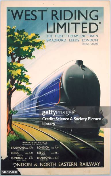 Poster produced for the London & North Eastern Railway advertising the �West Riding Limited�, the first streamline train, operating between Bradford,...
