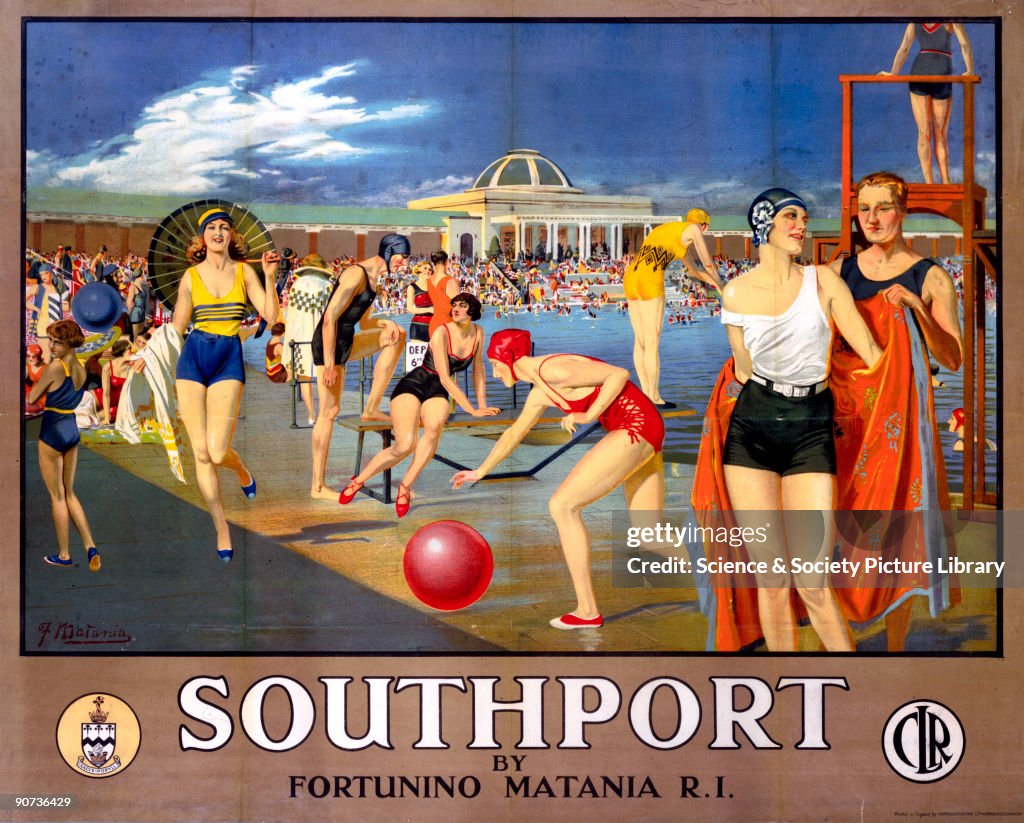 �Southport by Fortunino Matania�, railway poster, c 1930s.