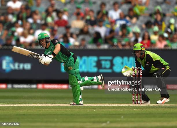 Seb Gotch of the Stars bats during the Big Bash League match between the Melbourne Stars and the Sydney Thunder at Melbourne Cricket Ground on...