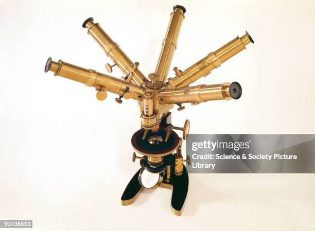 This microscope was made by the Geneva Optical Co for Professor M Thury, a Swiss physicist and may have been designed to save time when demonstrating...