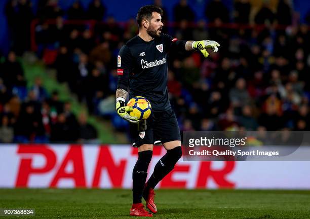 Iago Herrerin of Athletic Club reacts during the La Liga match between Getafe and Athletic Club at Coliseum Alfonso Perez on January 19, 2018 in...