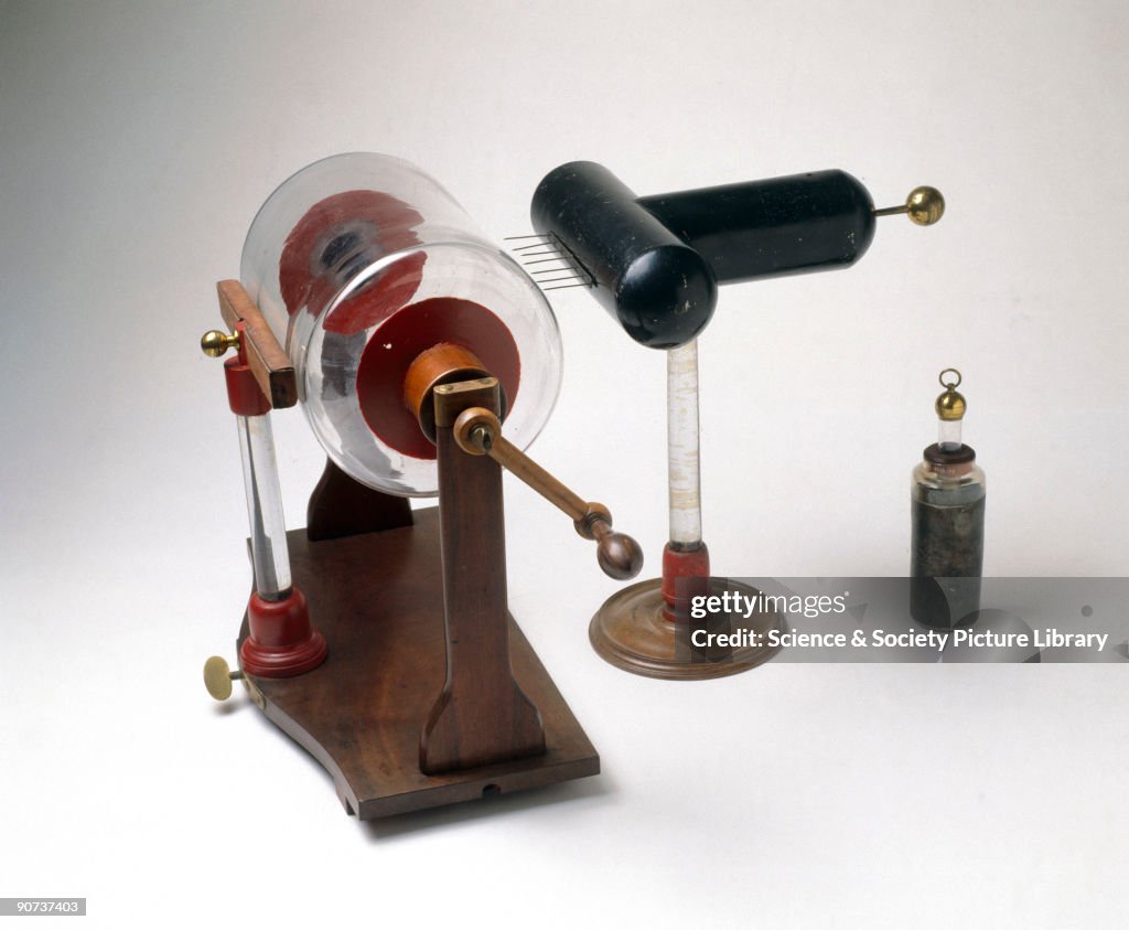 An electrostatic machine with accessory apparatus, 1780.