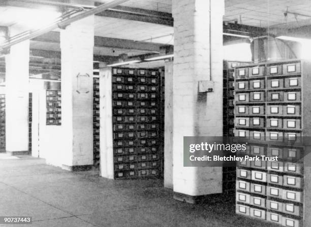 This is the file room in C block at Bletchley Park, Buckinghamshire, the British forces' intelligence centre during WWII. The cryptographers at...