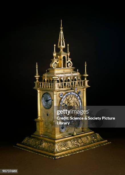 Clocks of this type were being made in Innsbruck, Vienna, and in Augsburg and other parts of Germany during the late 16th and early 17th centuries....