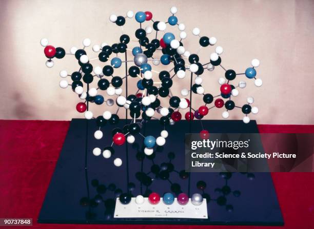 Ball and spoke model of Vitamin B12 made for Sir Alexander Todd�s research group at Cambridge University and displayed at the Brussels Universal...