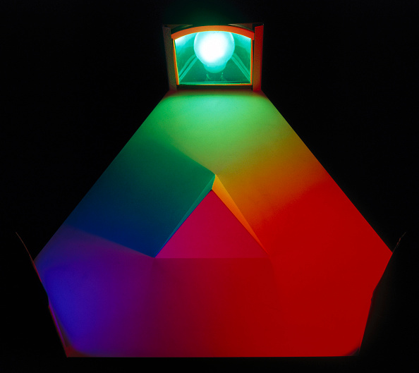 Colour-mixing triangle made by Griffin & George Ltd, London. Designed ...