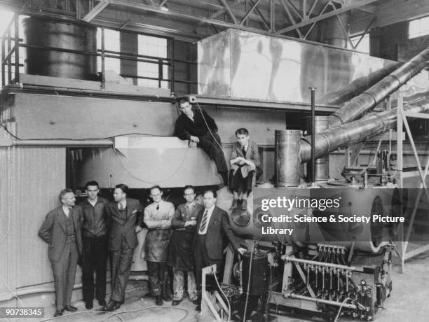 Inch cyclotron, c 1930s. This shows the cyclotron at the Lawrence Radiation Laboratory, Berkeley, sonn after completion in 1939. The key figures in...