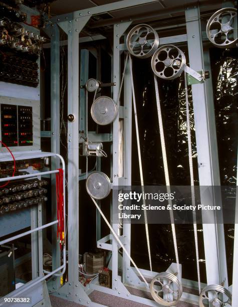 Detail of the 'Colossus' computer�s circuitry and pulley system. Bletchley Park was the British forces' intelligence centre during World War II, and...