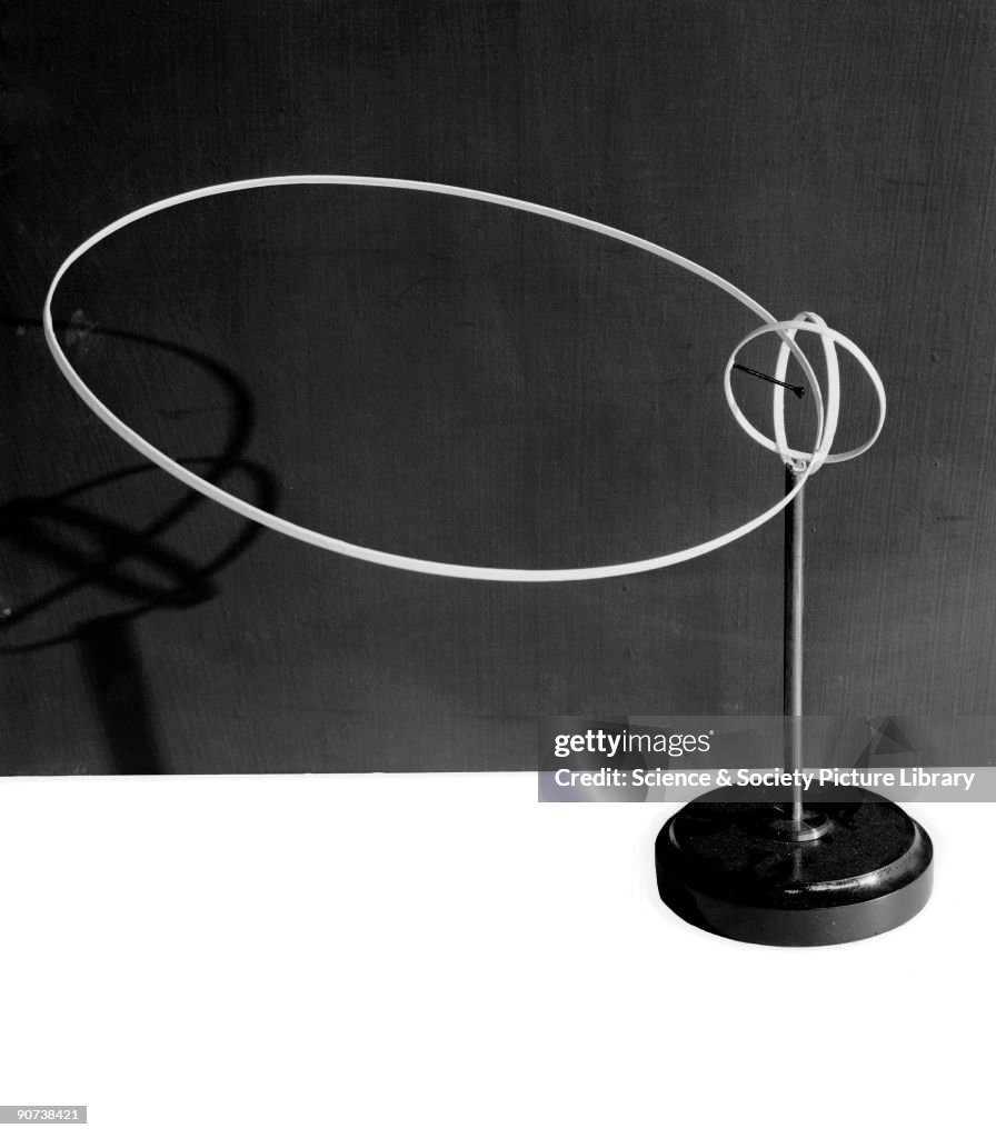 Model of an hydrogen atom according to the Bohr theory of the structure of atoms.