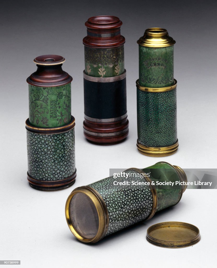Selection of four opera or prospect glasses, 1749-1773.